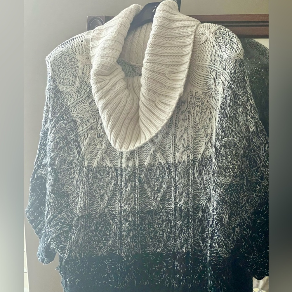 Alice + Olivia Black and White Cowl Neck Sweater